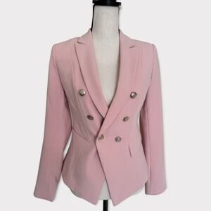 White House Black Market Women’s Double-Breasted Jacket Blazer- Pink (Size 00)